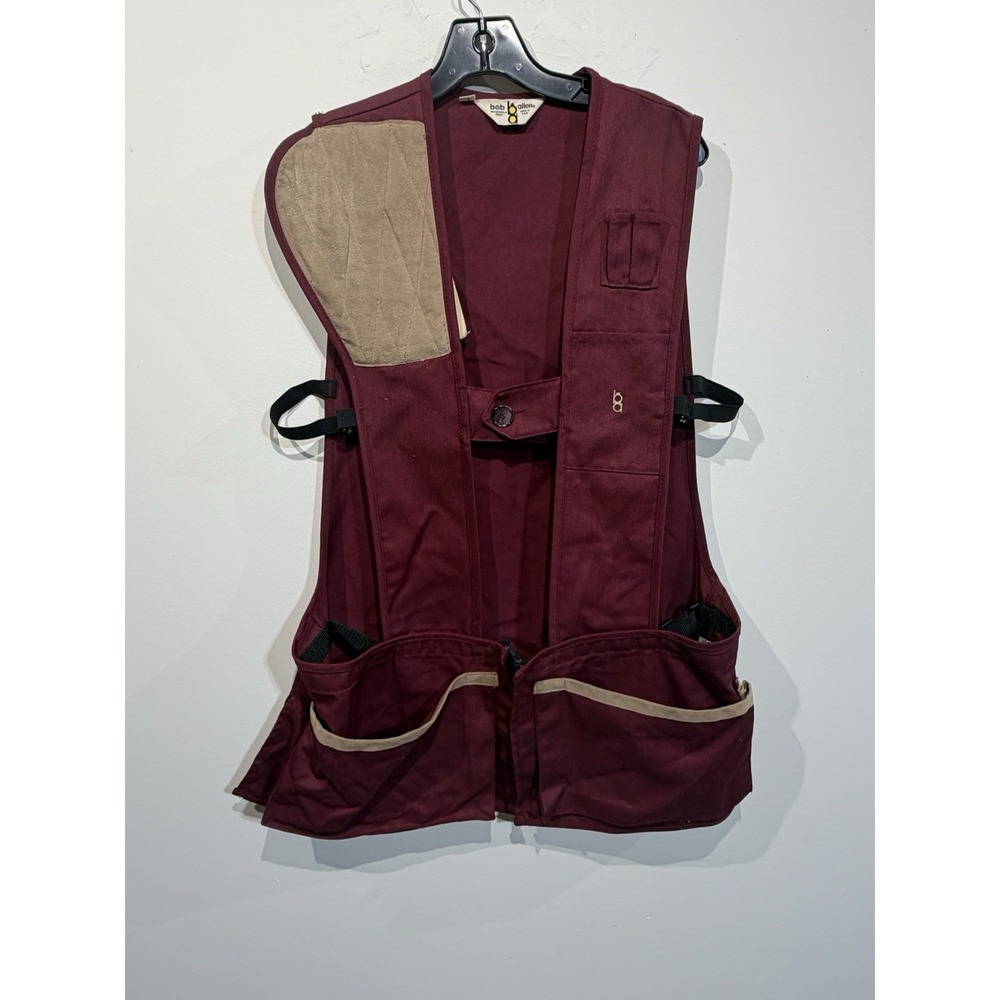 Vintage Bob Allen Shooting Vest Size Large Red With Mesh Back Padded Shoulder